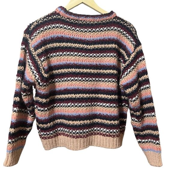 Anthropologie Elsamanda Striped Alpaca Wool Blend Chunky Knit Sweater Made Italy - Picture 2 of 13